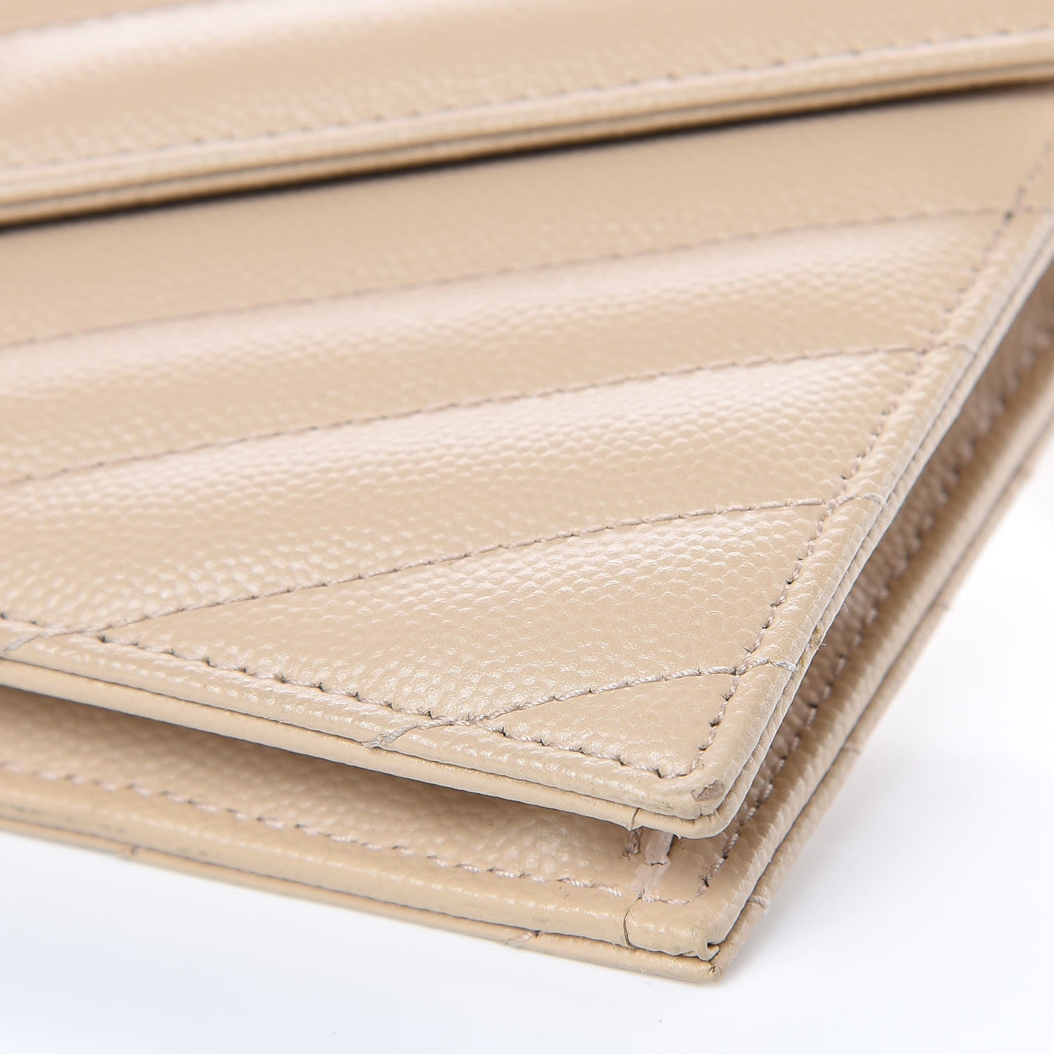 Saint Laurent Grain De Poudre Matelasse Chevron Monogram Envelope Chain Wallet Nude Powder 9 of 13