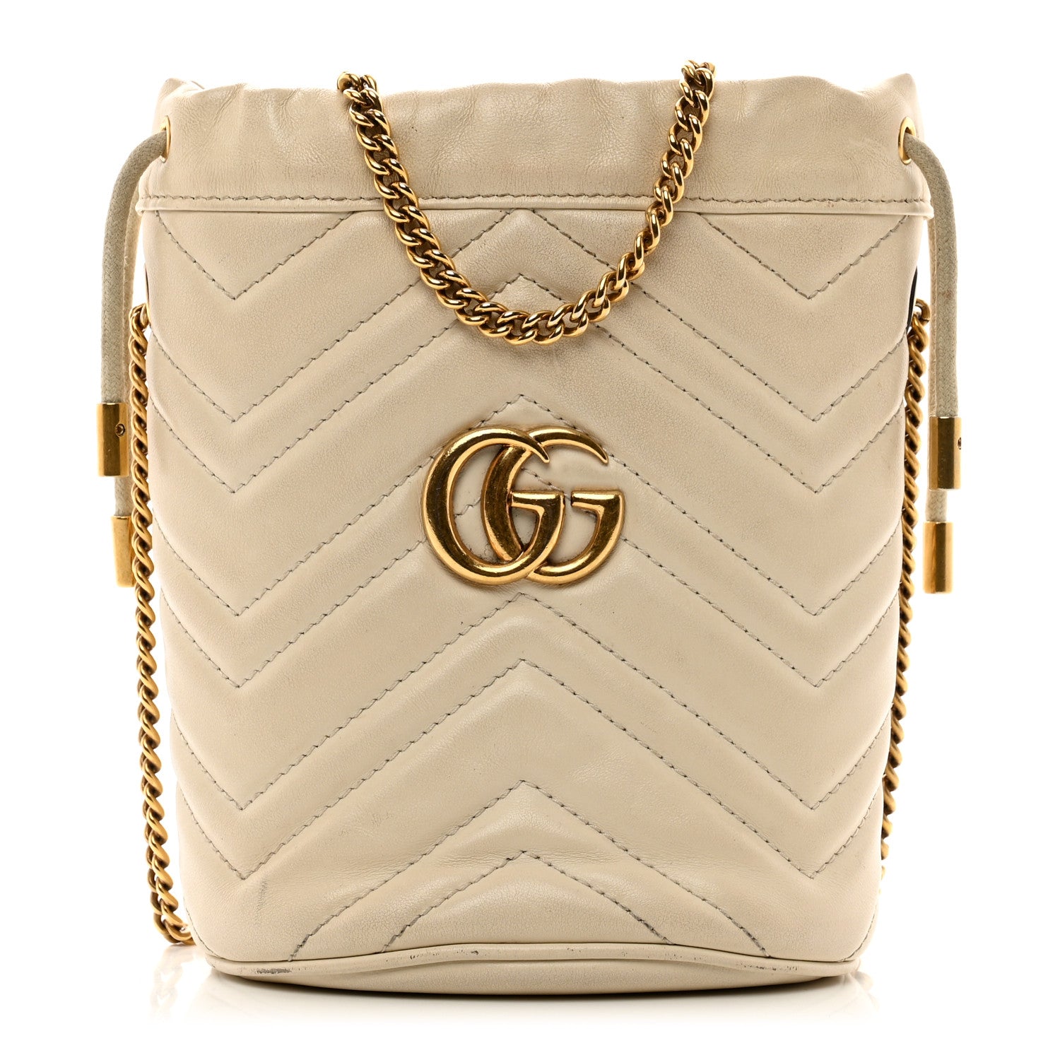 Gucci Calfskin Matelasse Mini GG Marmont 2.0 Bucket Bag White 1 of 12