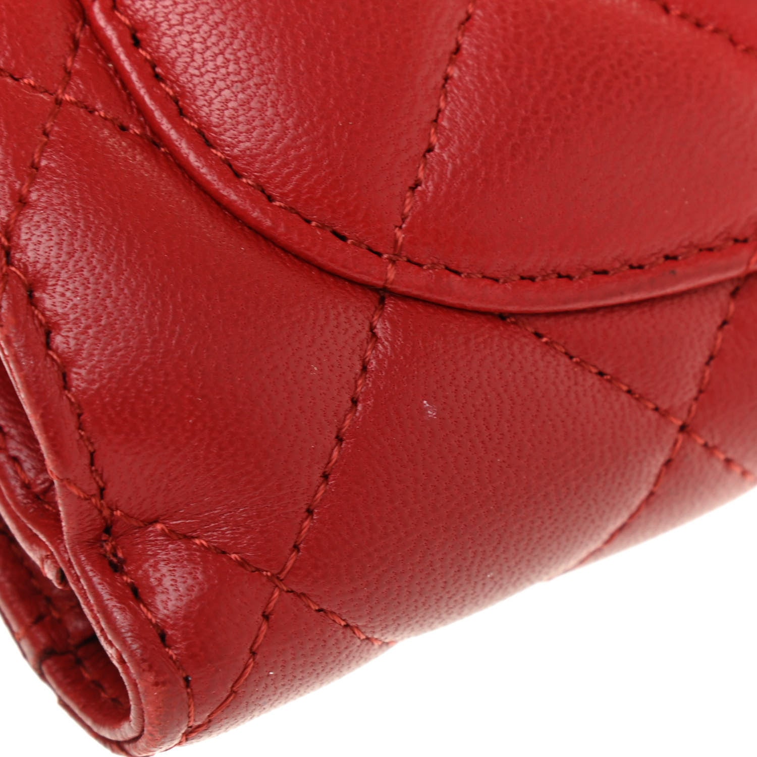 Chanel Lambskin Quilted Zipped Pocket Wallet Red 16 of 16