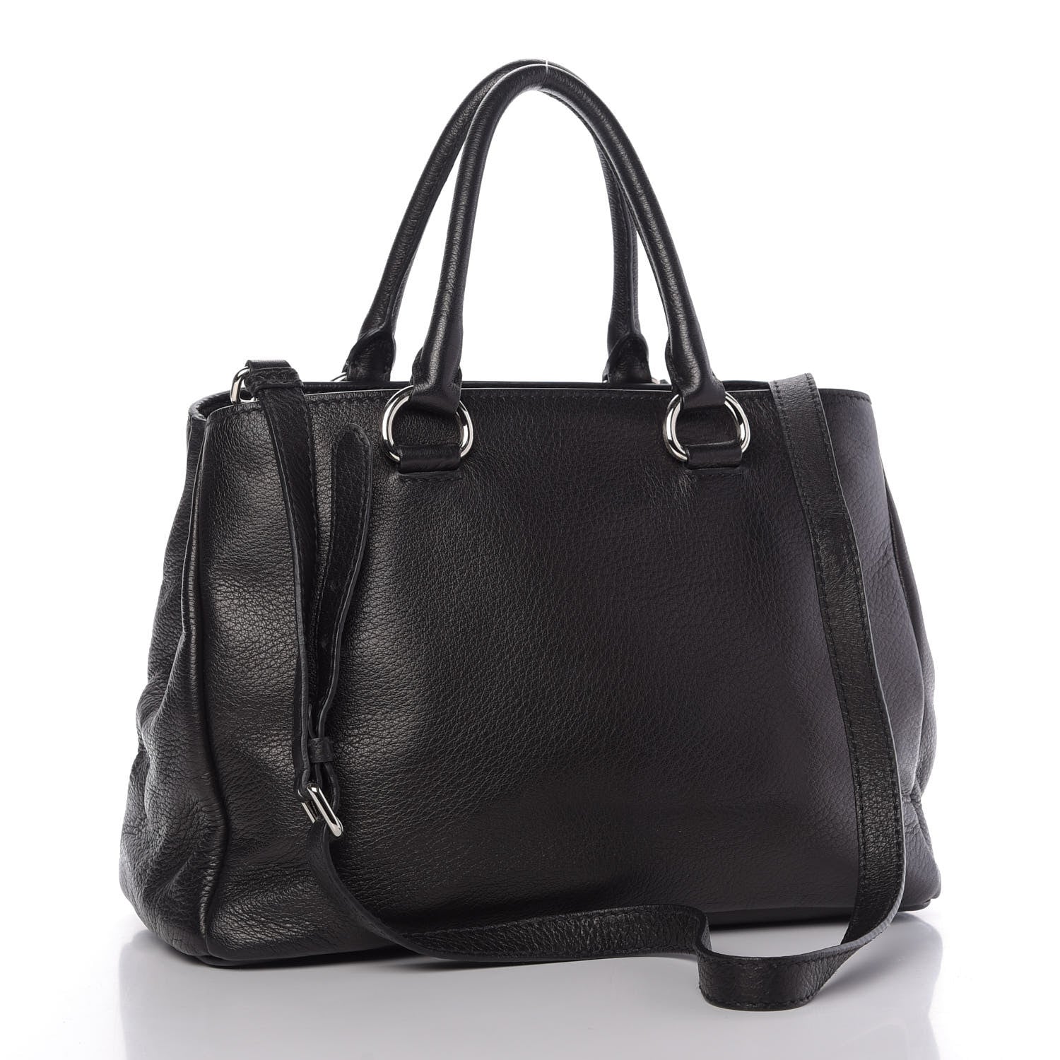 Prada Cervo Deerskin Shopping Tote Black 4 of 10