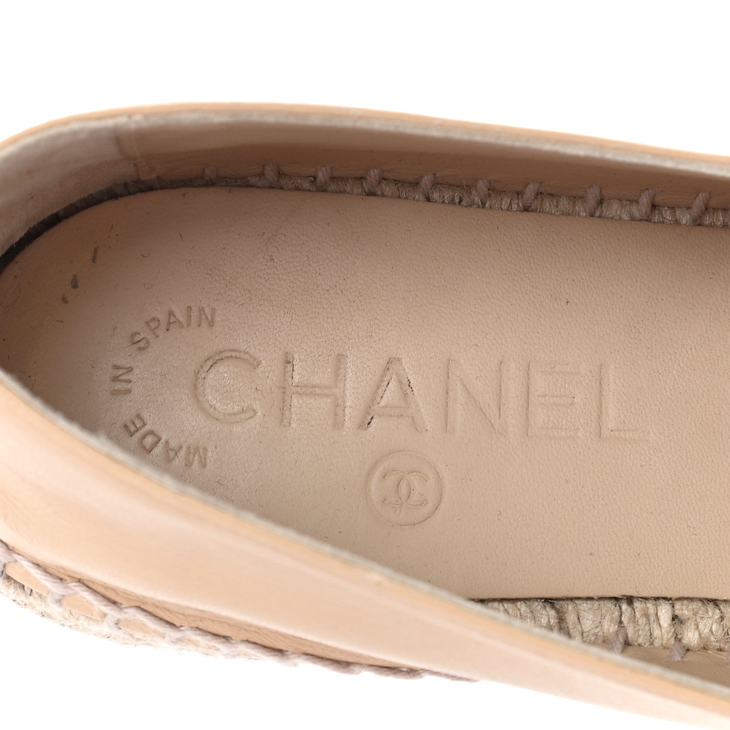 Chanel Lambskin CC Espadrilles 39 Beige Black 6 of 12