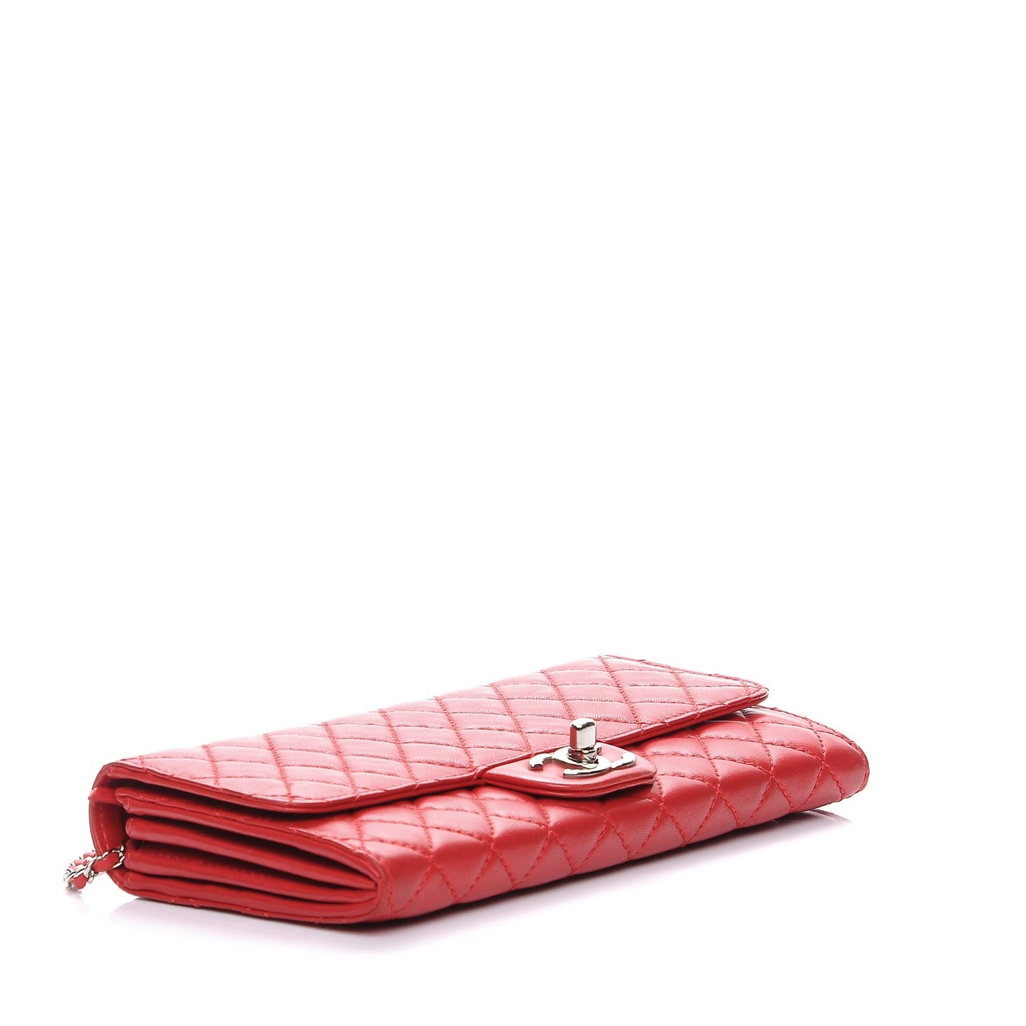 Lambskin Quilted Chain Clutch Flap Red
