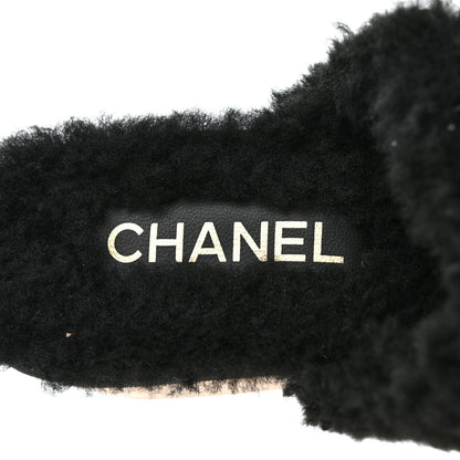 Chanel Suede Calfskin Shearling Turn Lock Clogs 40 Black 6 of 8