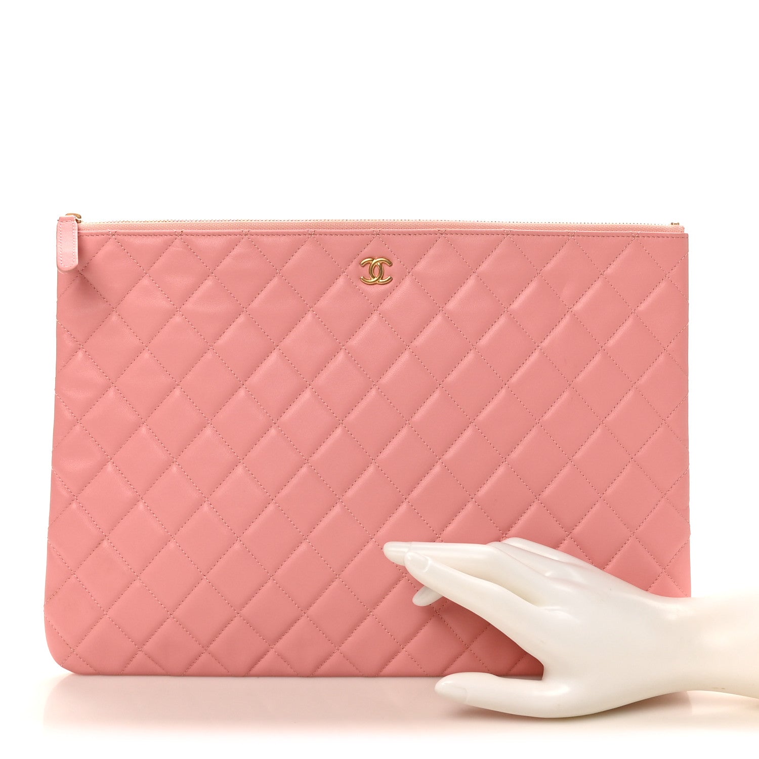 Chanel Lambskin Quilted Large Cosmetic Case Pink 2 of 8