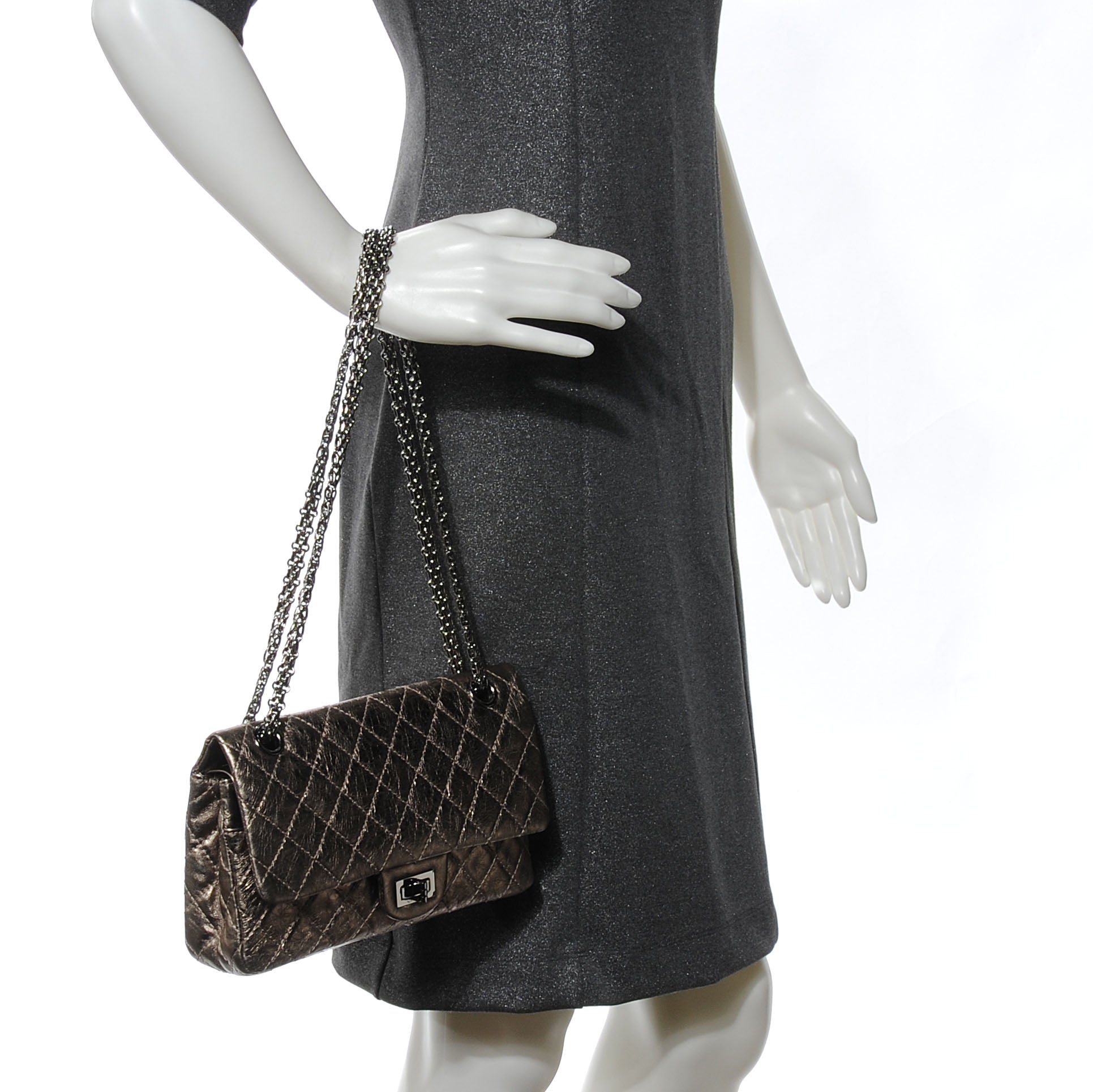 Chanel Aged Calfskin 2.55 Reissue 225 Flap Metallic Dark Silver 2 of 7