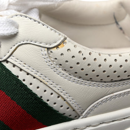 Gucci Calfskin Web Perforated Womens Platform 55mm Sneakers 37 White Bright Splash 9 of 12