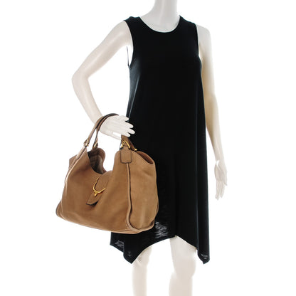 Gucci Nubuck Medium Soft Stirrup Shoulder Bag Light Brown 2 of 11