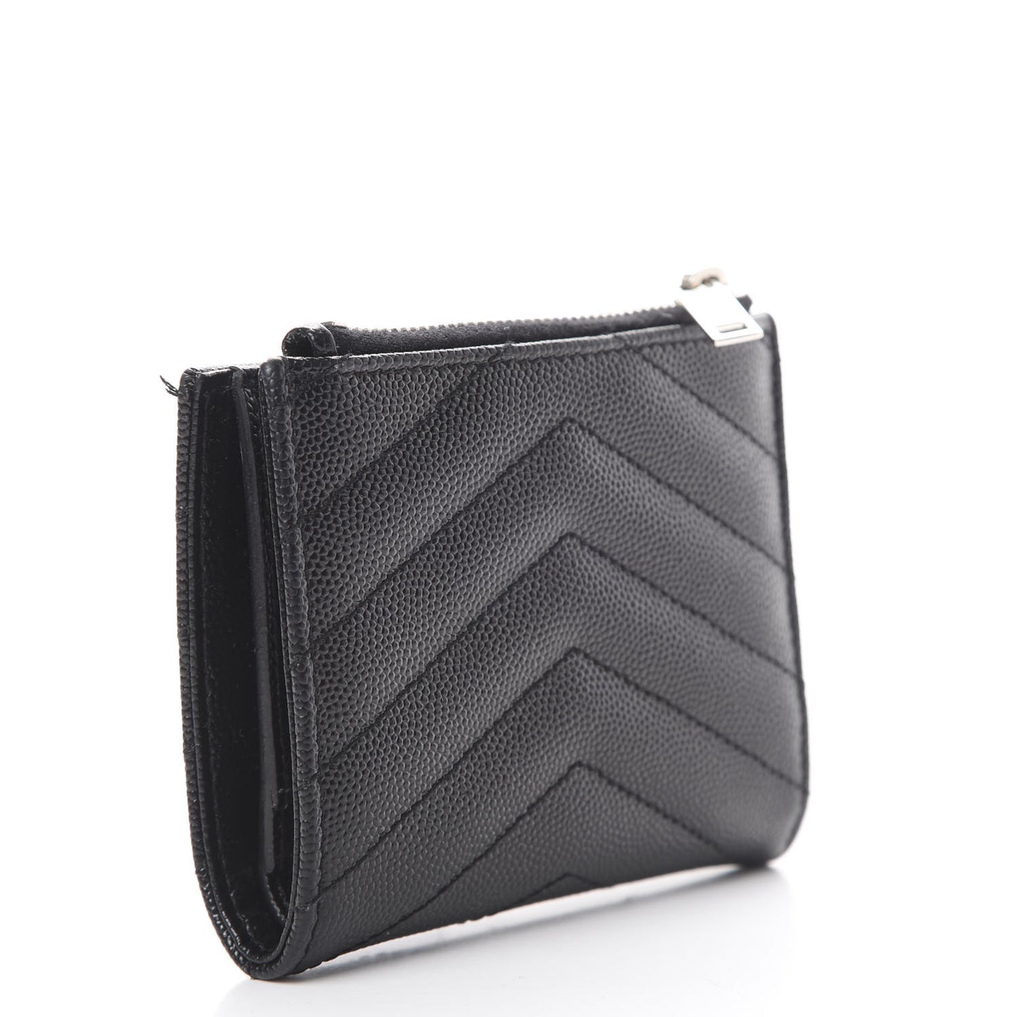 Grain De Poudre Matelasse Chevron Monogram Zipped Card Case Black