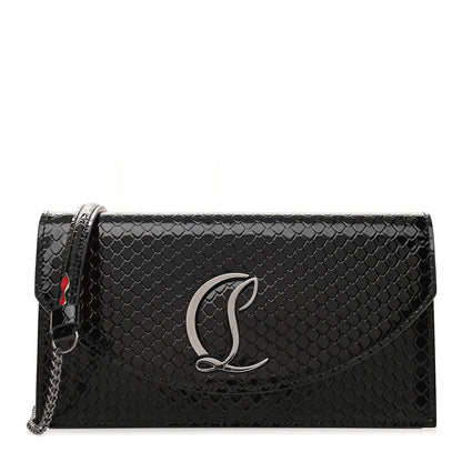 Christian Louboutin Patent Embossed Python Loubi54 Crossbody Clutch Black 1 of 10