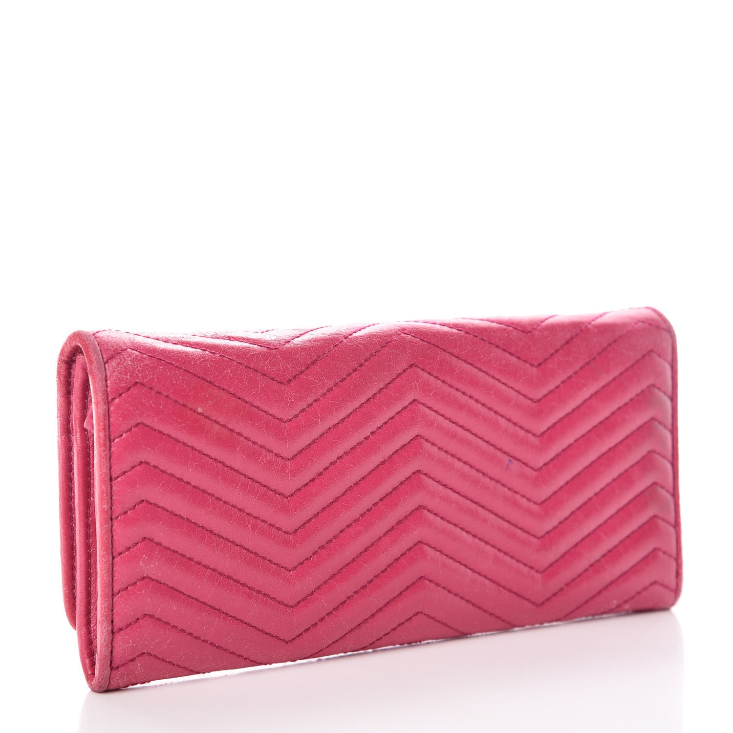 Prada Vitello Antic Soft Metal Chevron Wallet Pink 3 of 16