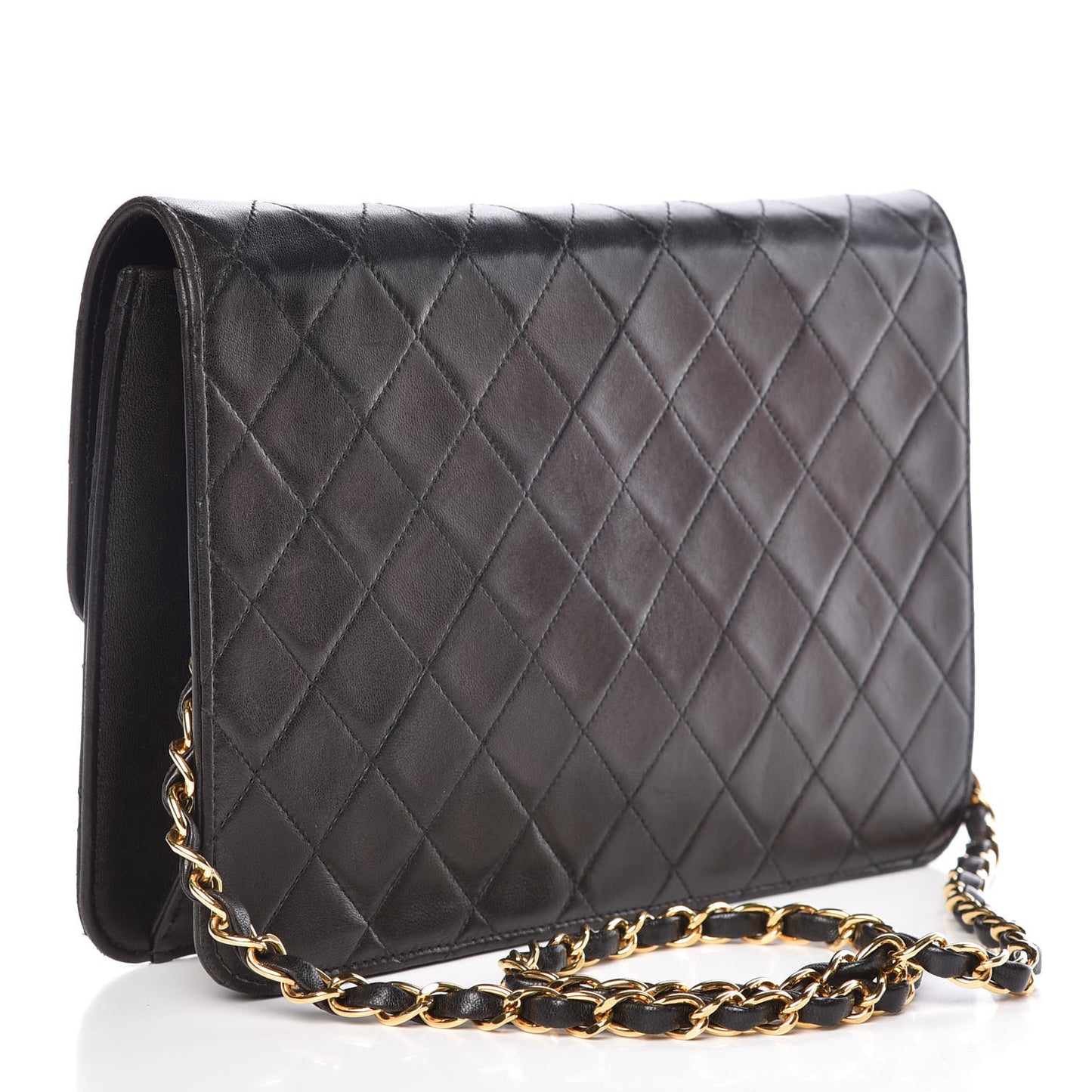 Lambskin Quilted Medium Single Flap Black