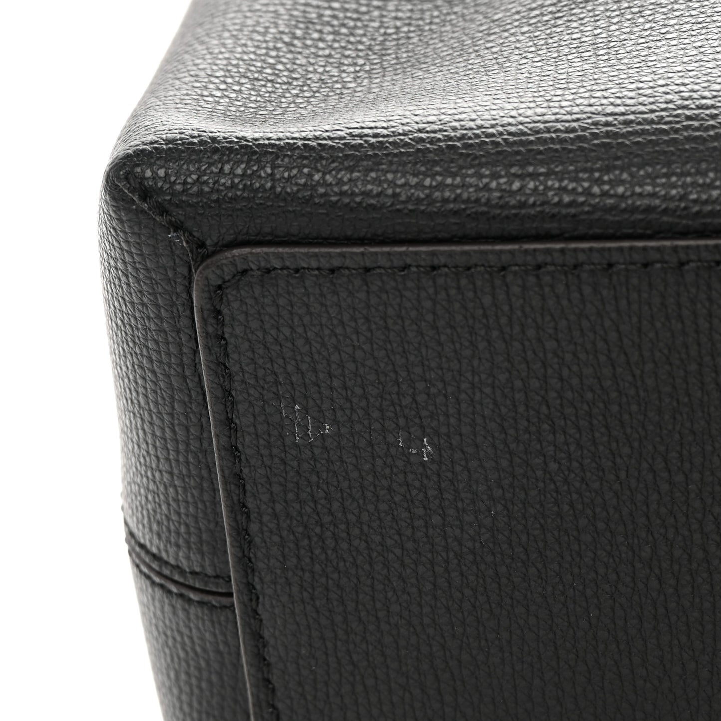 Grainy Calfskin Haymarket Check Medium Reversible Tote Black