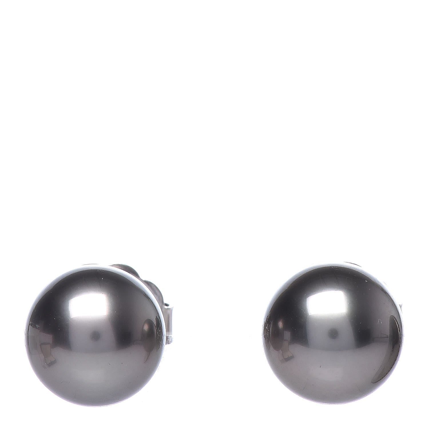 Mikimoto 18K White Gold Black South Sea Pearl 9.5mm Stud Earrings 1 of 5