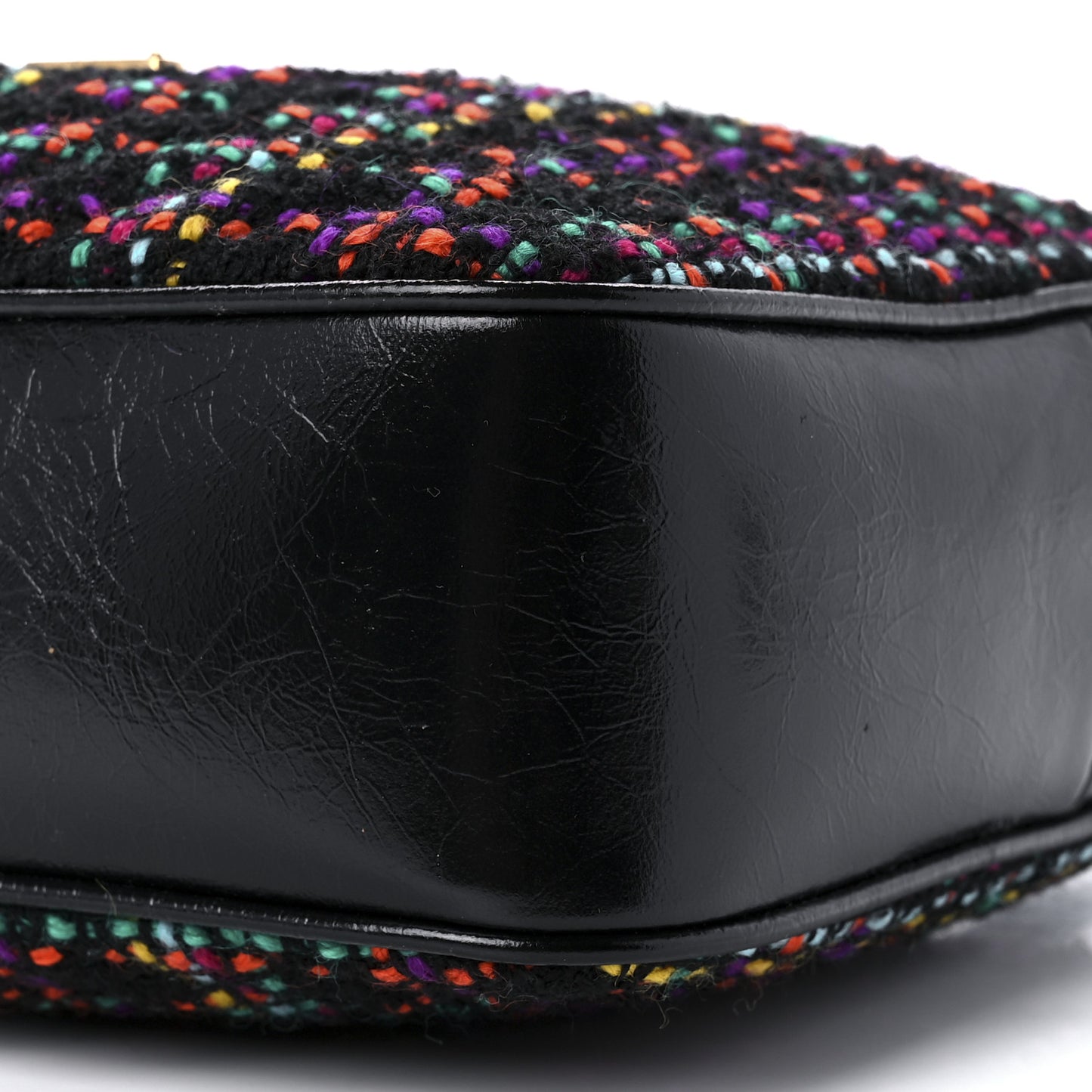 Tweed Calfskin Monogram Lou Camera Bag Black