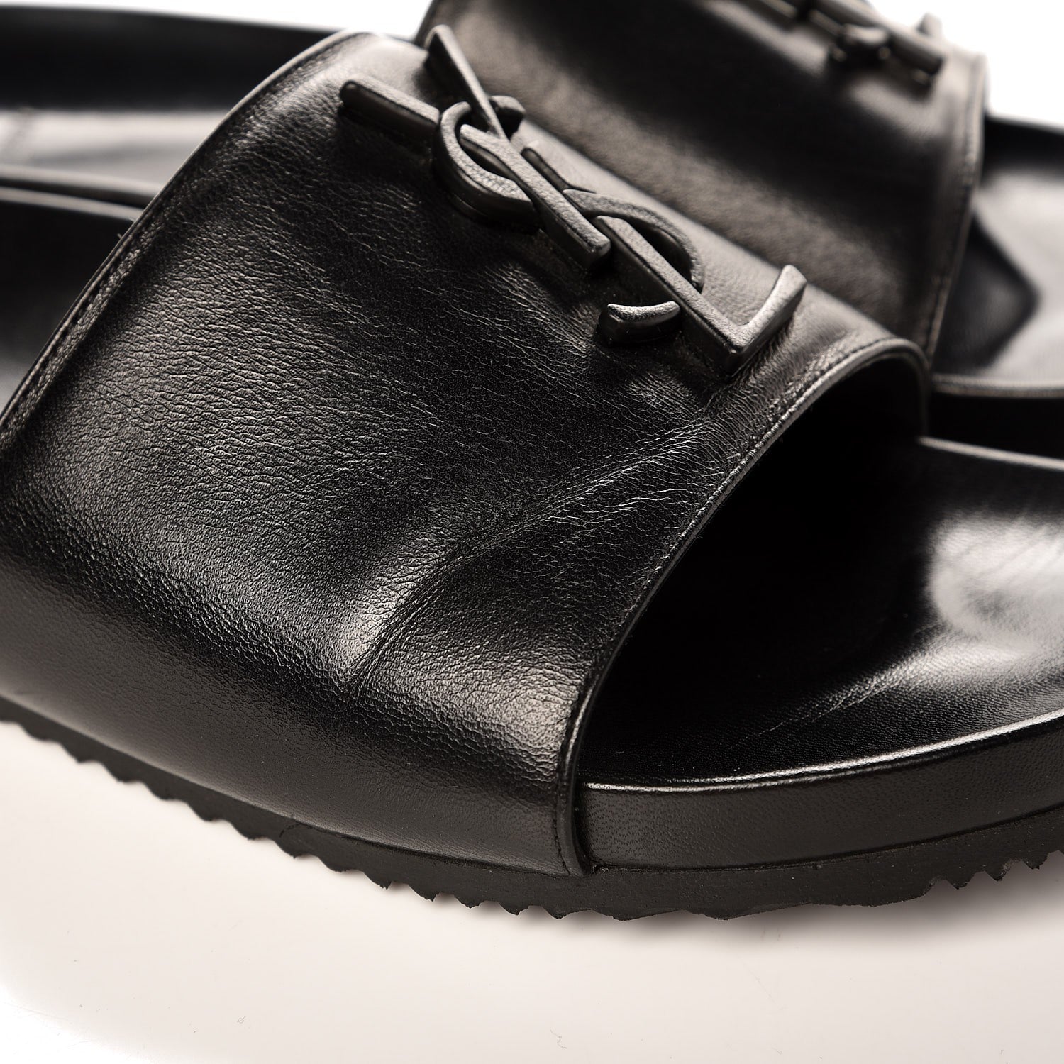Saint Laurent Lambskin Joan Slide Sandals 39.5 Black 9 of 9