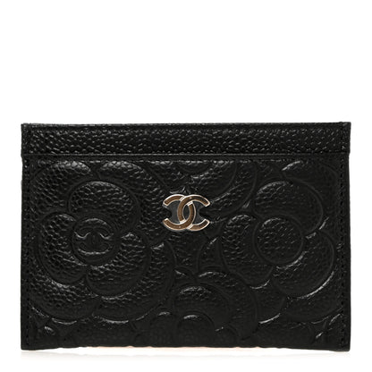 Chanel Caviar Camellia Embossed Card Holder Black 1 of 9