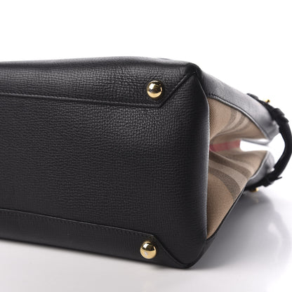 Burberry Grainy Calfskin House Check Large Banner Tote Black 6 of 9