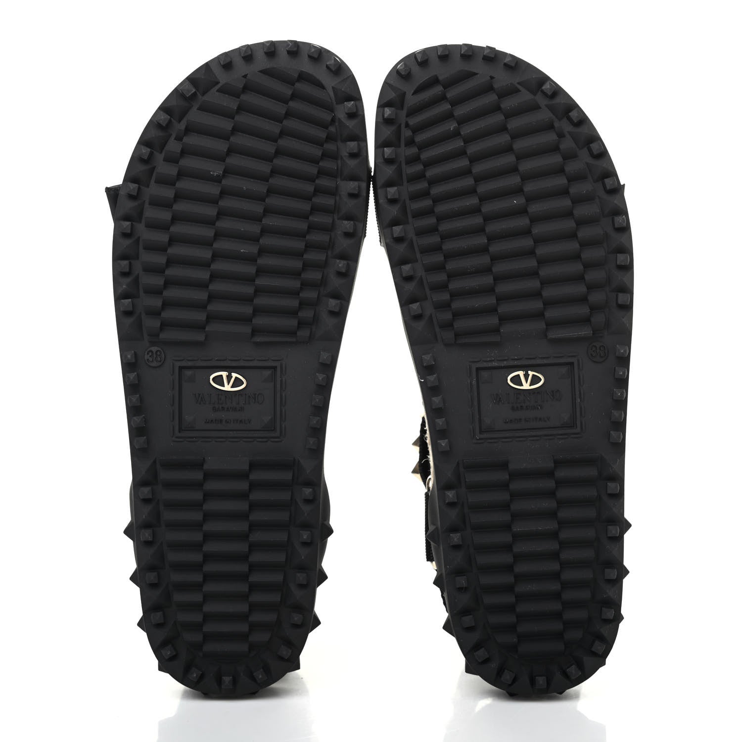 Valentino Garavani Nylon Rockstud Velcro Espadrille Sandals 38 Black 4 of 4