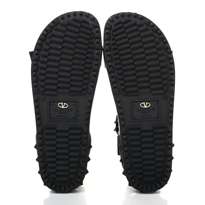 Valentino Garavani Nylon Rockstud Velcro Espadrille Sandals 38 Black 4 of 4