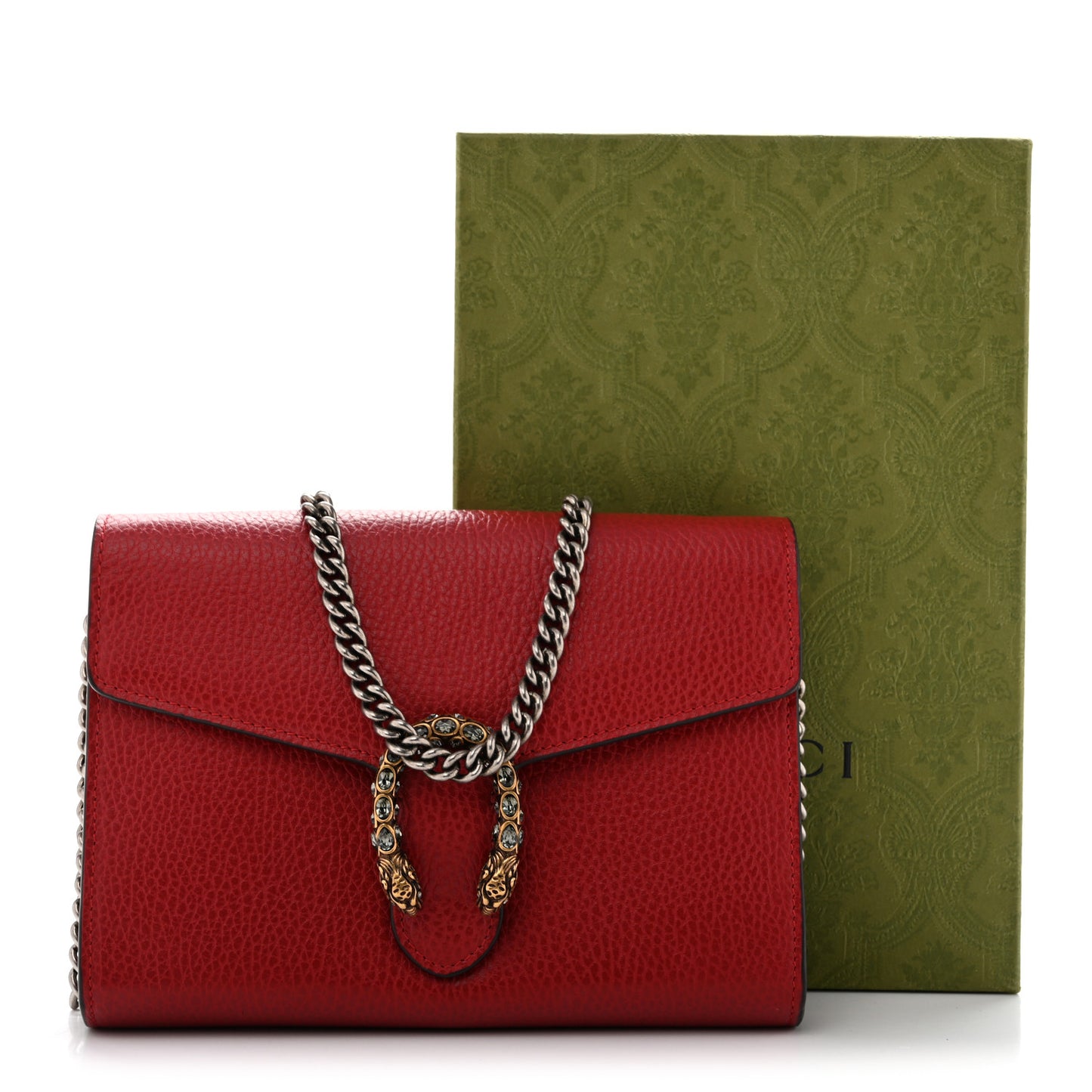 Calfskin Mini Dionysus Chain Wallet Hibiscus Red