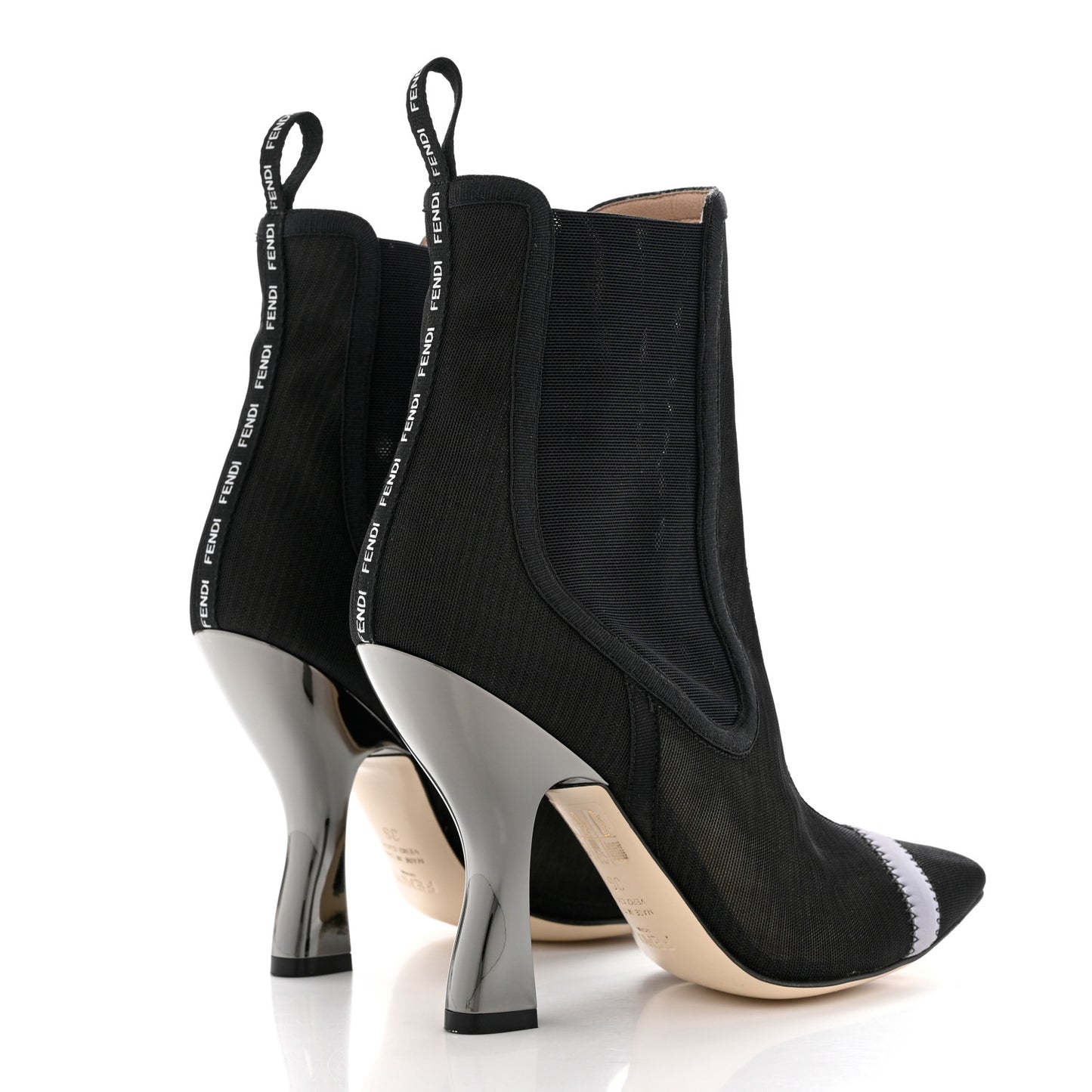 Mesh Colibri Mid Heel Ankle Booties 36 Antracite Black