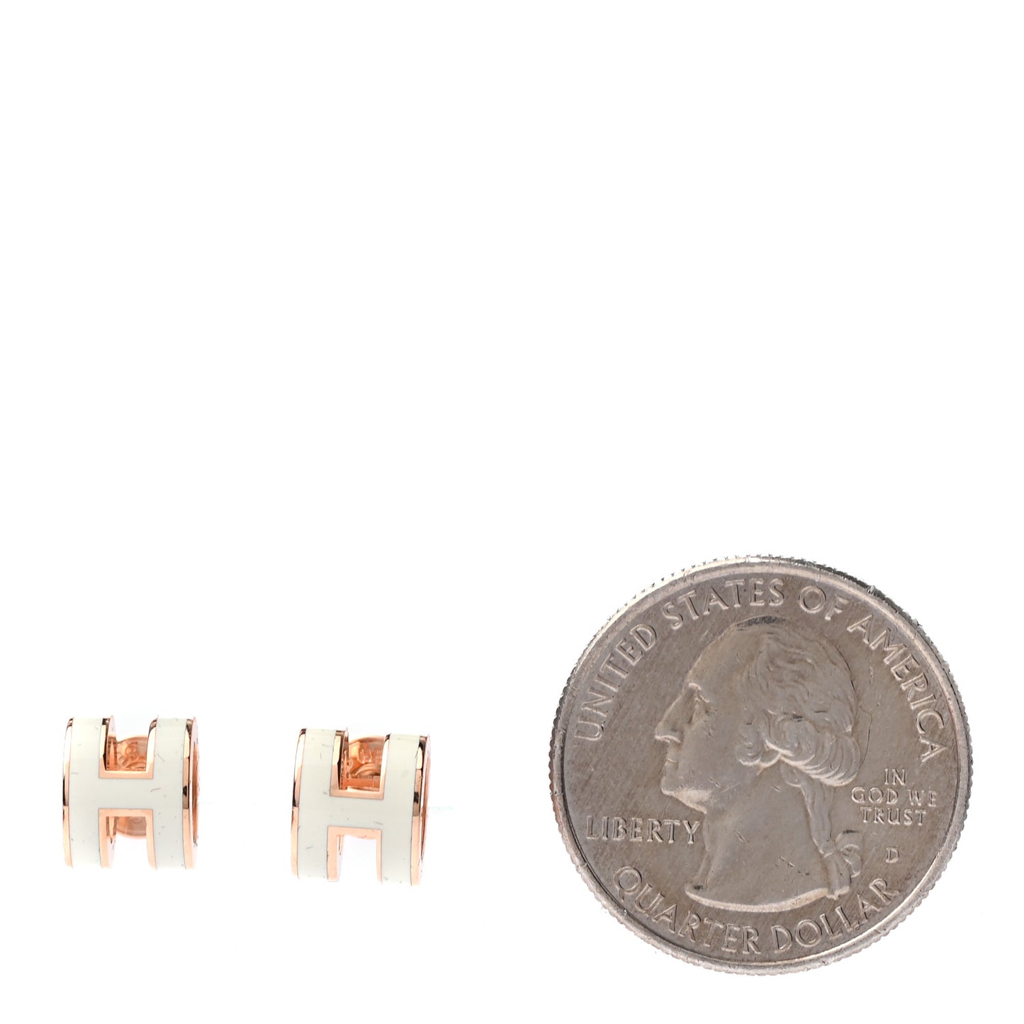 Rose Gold Lacquered Mini Pop H Earrings White