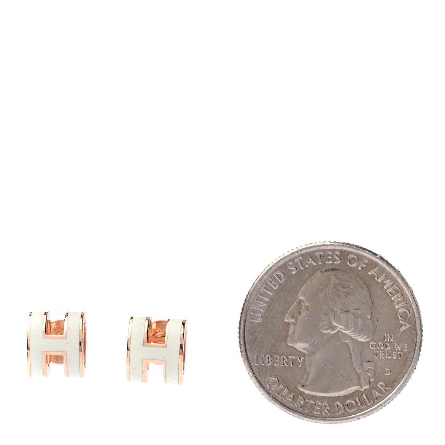 Hermes Rose Gold Lacquered Mini Pop H Earrings White 2 of 4