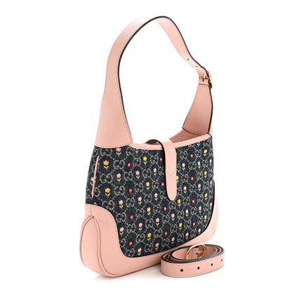 Gucci New Denim GG Monogram Calfskin Love Parade Small Jackie 1961 Hobo Light Pink 3 of 15