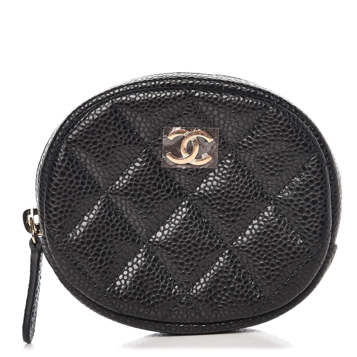 Caviar Quilted Zip Around Classic Coin Purse Black