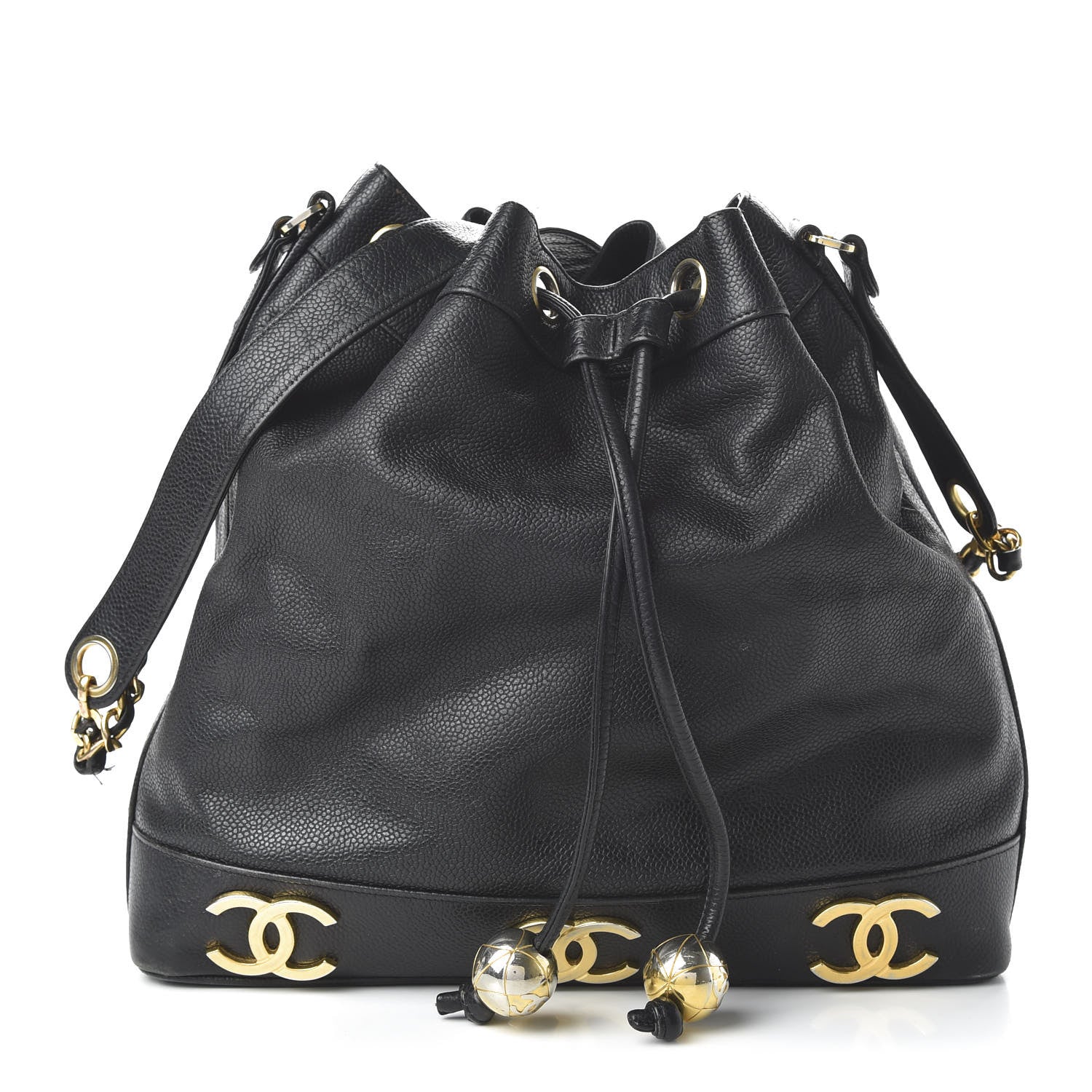 Chanel Caviar CC Drawstring Shoulder Bag Black 1 of 10