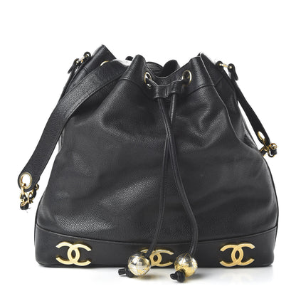 Chanel Caviar CC Drawstring Shoulder Bag Black 1 of 10