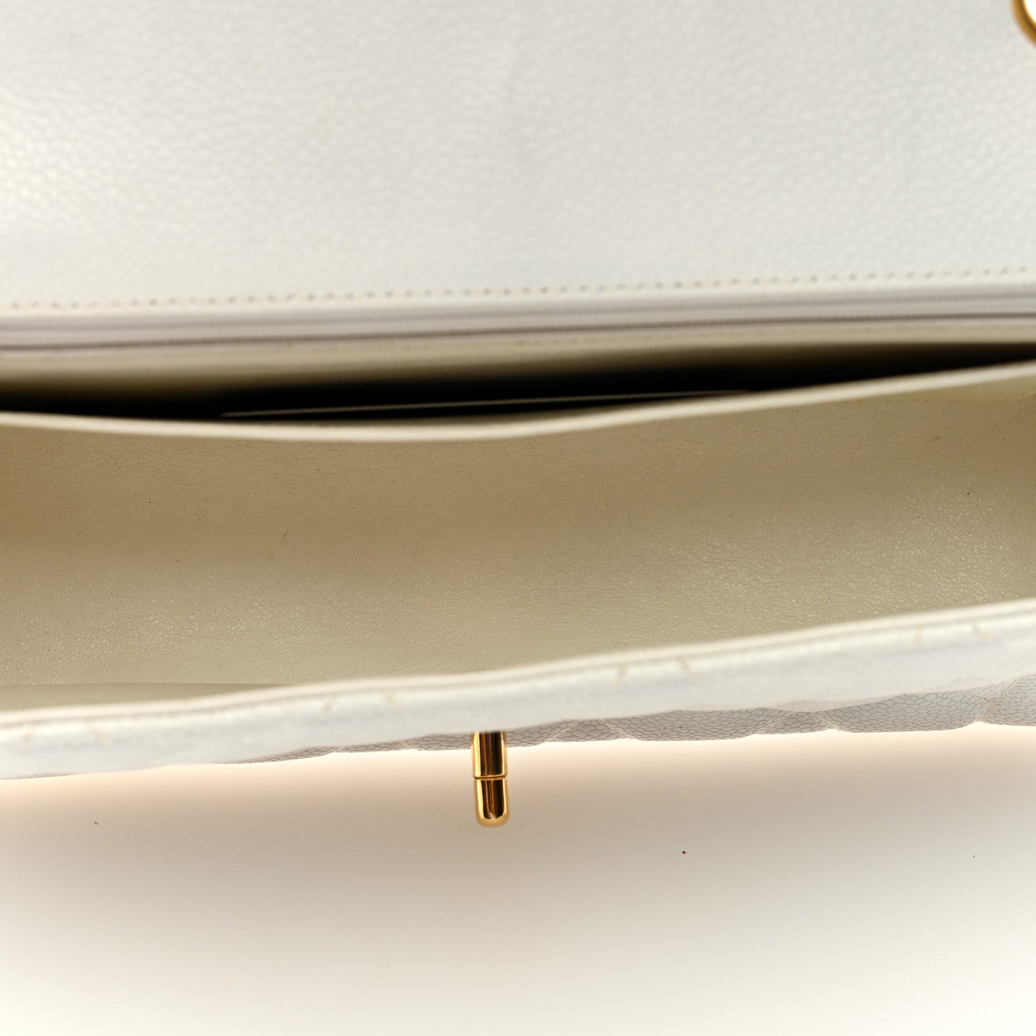 Chanel Caviar Quilted Medium Single Flap White 5 of 11
