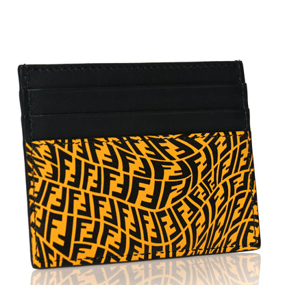 Fendi X SARAH COLEMAN Vitello Grace Light Micro FF Vertigo Embossed Card Holder Yellow Black 3 of 7