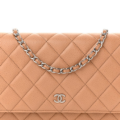Chanel Caviar Quilted Wallet on Chain WOC Beige 9 of 11
