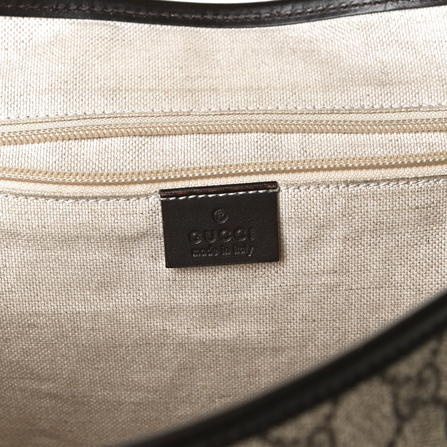 Gucci GG Supreme Monogram Selleria Calfskin Large Satchel Messenger Bag Beige Ebony Cocoa Dark Chocolate 6 of 14