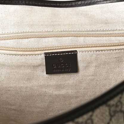 Gucci GG Supreme Monogram Selleria Calfskin Large Satchel Messenger Bag Beige Ebony Cocoa Dark Chocolate 6 of 14