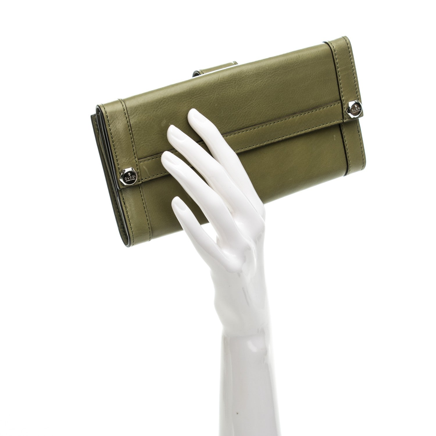 Gucci Calfskin Continental Charmy Wallet Green Tea 2 of 7