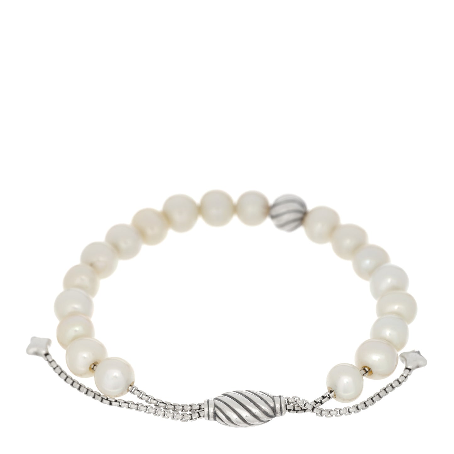 Sterling Silver Pearl 8mm Spiritual Beads Adjustable Bracelet