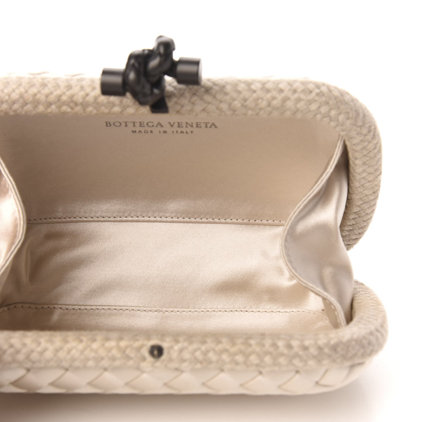 Satin Intreccio Impero Knot Clutch Ivory