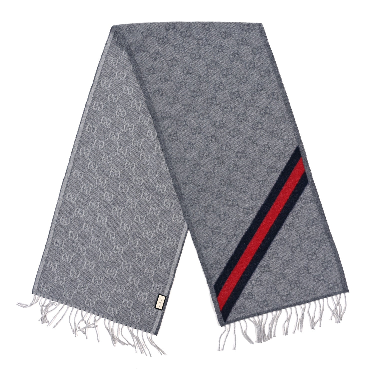 Gucci Wool Angora Monogram Web New Nikky Scarf Zinc Blue 2 of 4