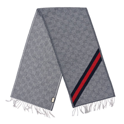 Gucci Wool Angora Monogram Web New Nikky Scarf Zinc Blue 2 of 4