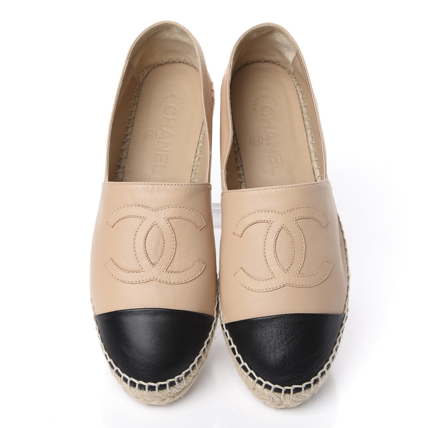 Lambskin CC Espadrilles 38 Beige Black