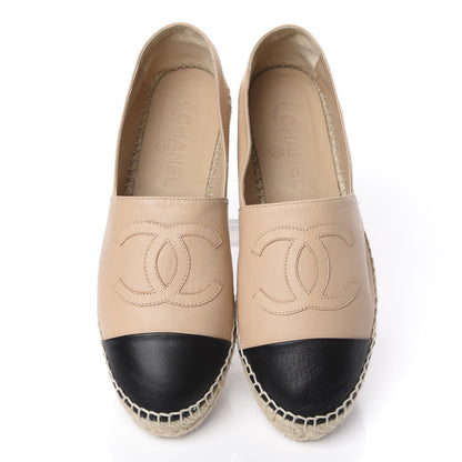 Chanel Lambskin CC Espadrilles 38 Beige Black 5 of 11