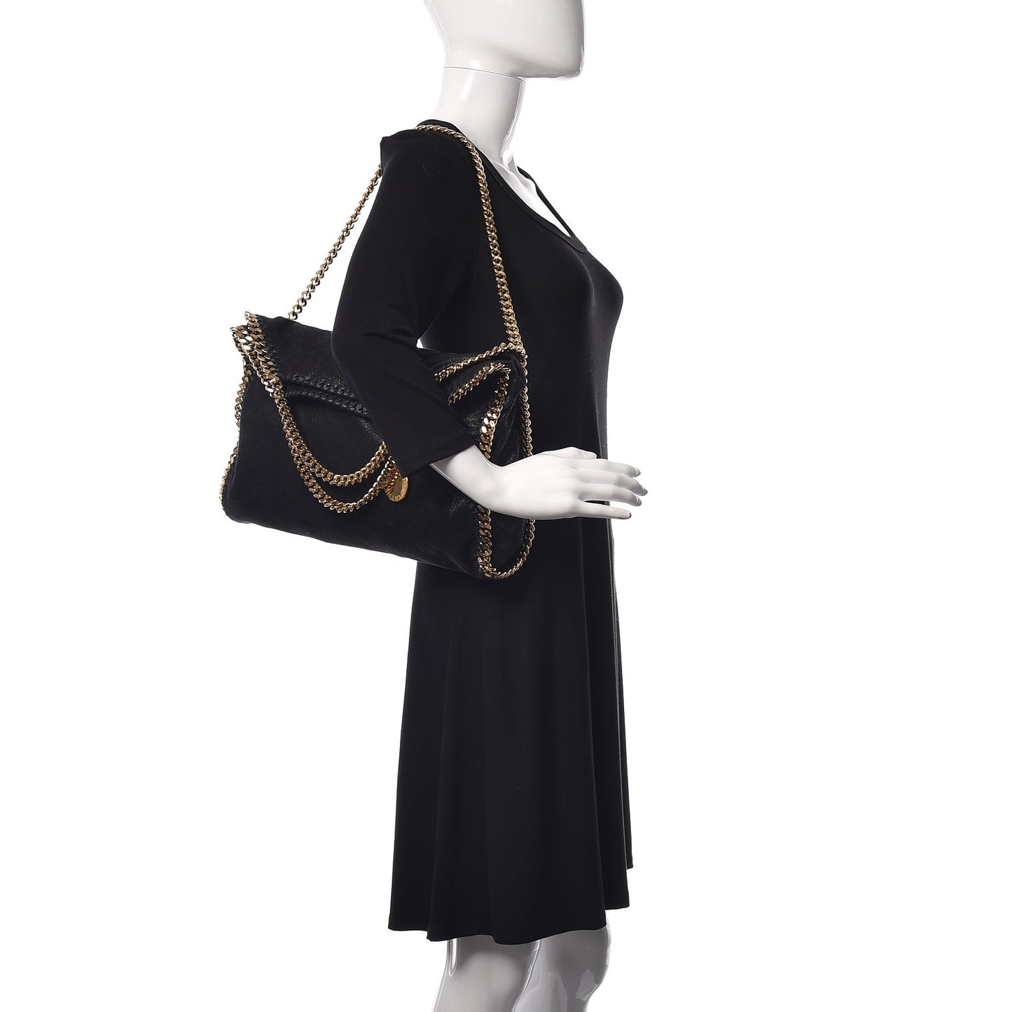 Shaggy Deer Small Falabella Fold Over Tote Black