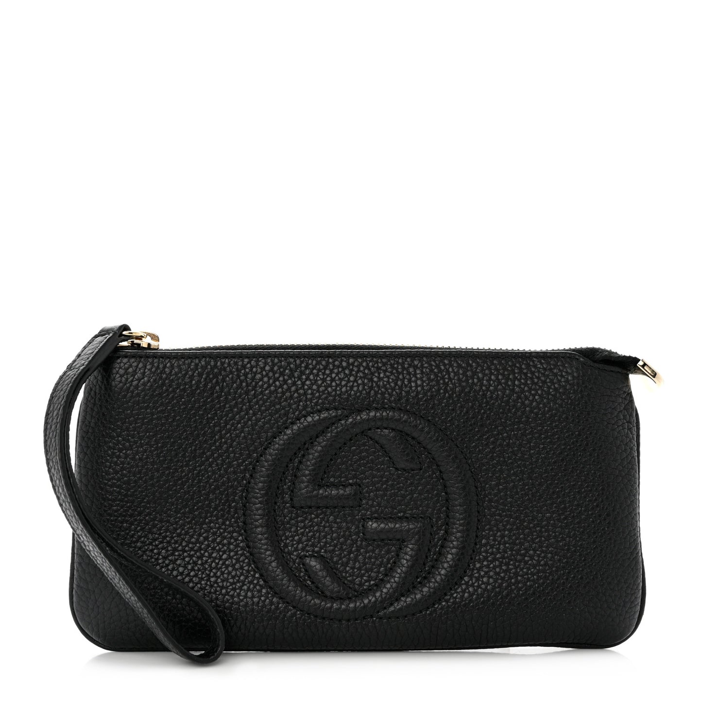 Pebbled Calfskin Soho Wristlet Black