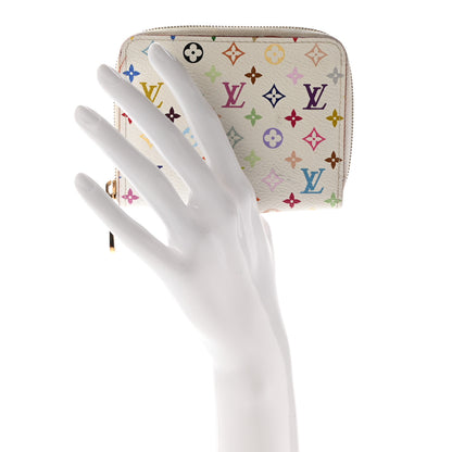 Louis Vuitton Monogram Multicolor Zippy Coin Purse Wallet White Litchi 2 of 15