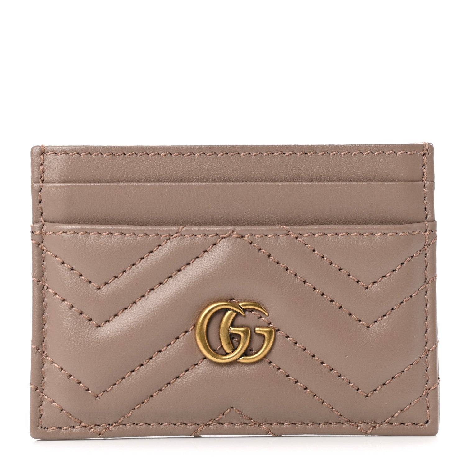 Gucci Calfskin Matelasse GG Marmont Card Holder Porcelain Rose 1 of 7