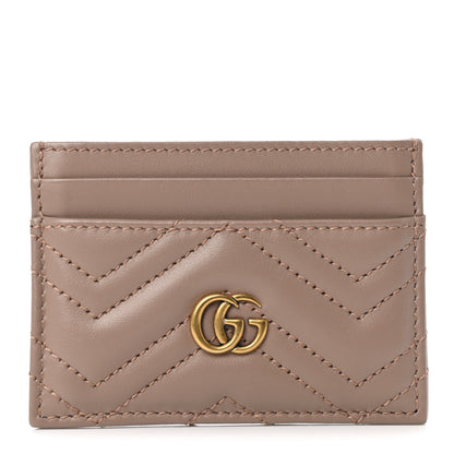 Gucci Calfskin Matelasse GG Marmont Card Holder Porcelain Rose 1 of 7