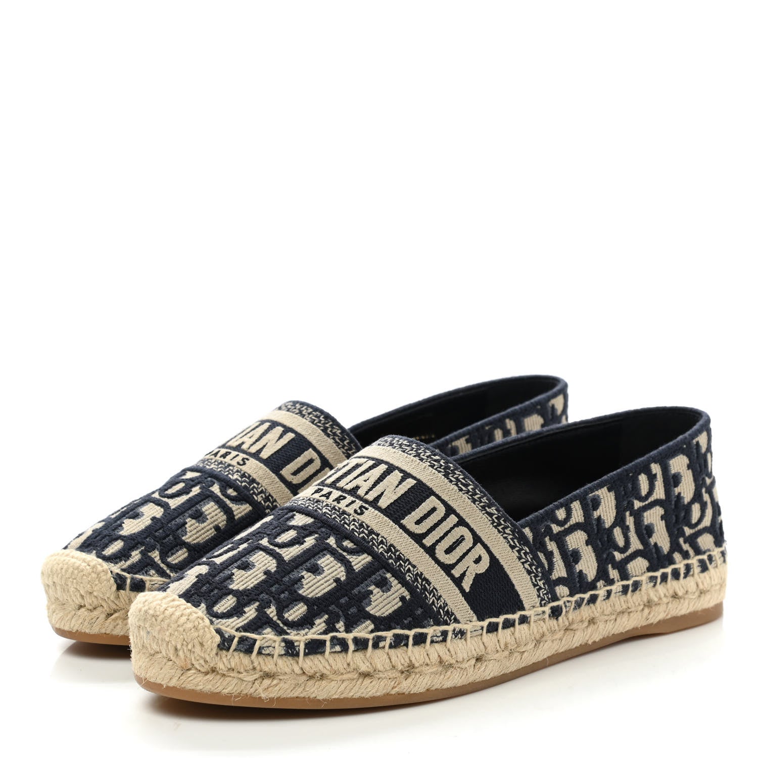 Christian Dior Oblique Embroidered Granville 15mm Espadrilles 38.5 Deep Blue 3 of 9