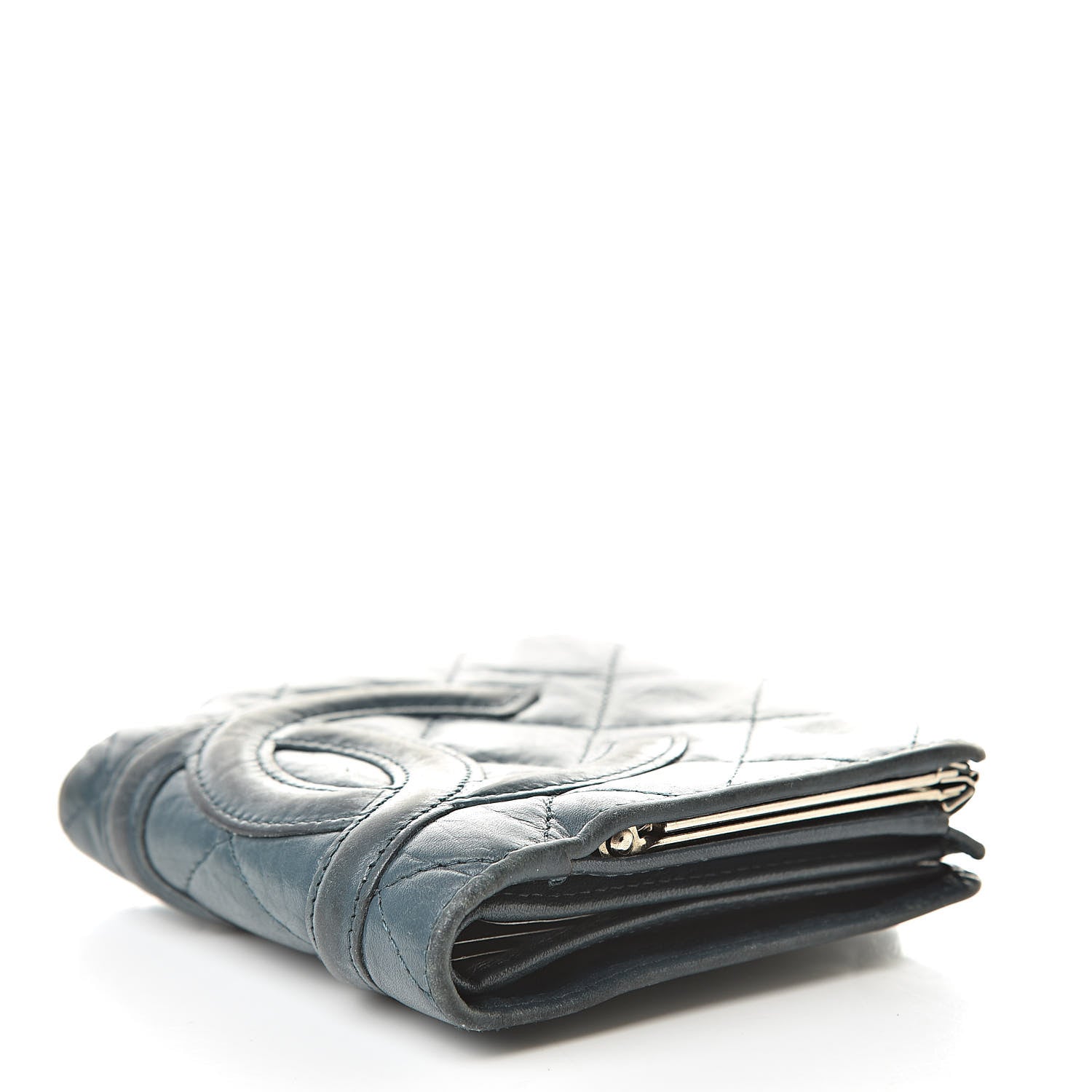 Chanel Aged Calfskin Cambon Compact Wallet Blue 4 of 17